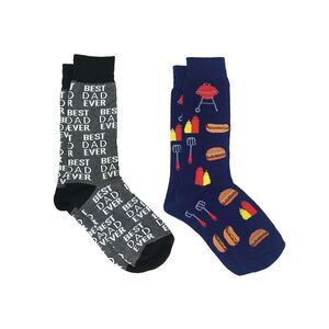Father's Day Novelty Socks Best Dad Ever and BBQ Grill Hot Dogs Hamburger Socks